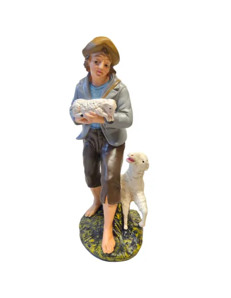 Pastore con agnello in braccio e pecora serie 40 cm