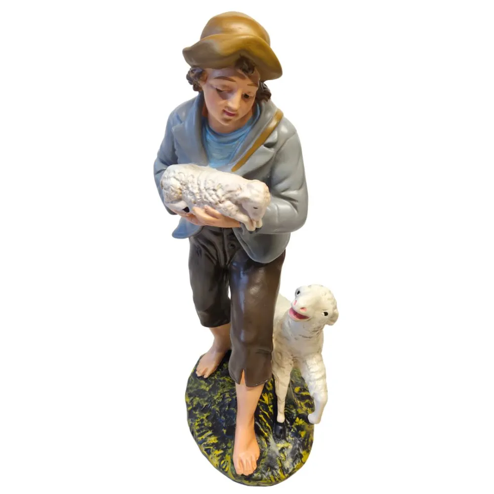 Pastore con agnello in braccio e pecora serie 40 cm