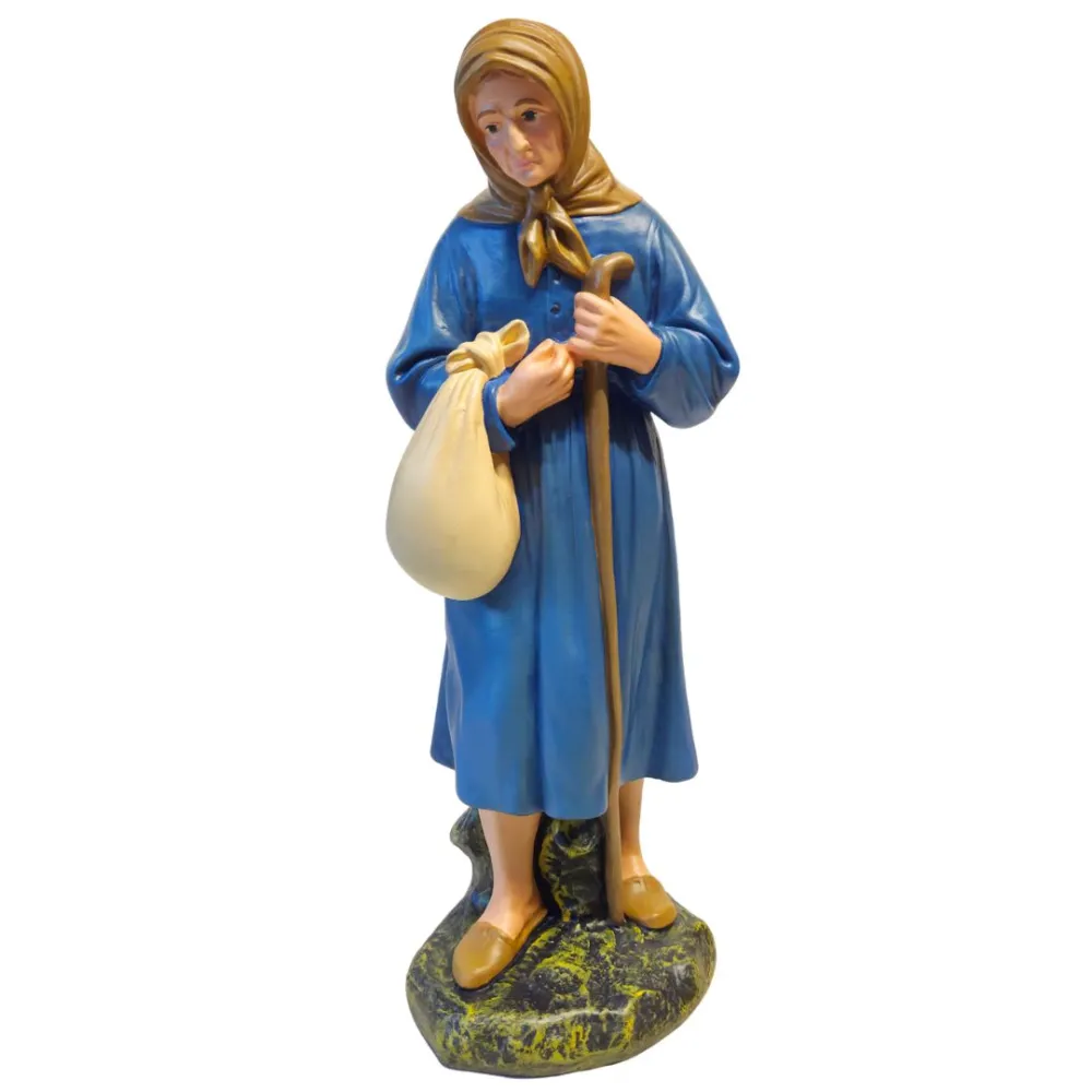Vecchia con sacco e bastone serie 40 cm