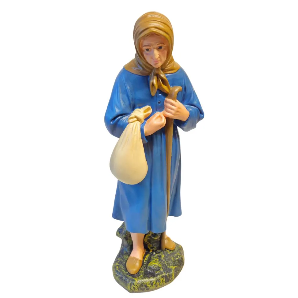 Vecchia con sacco e bastone serie 40 cm