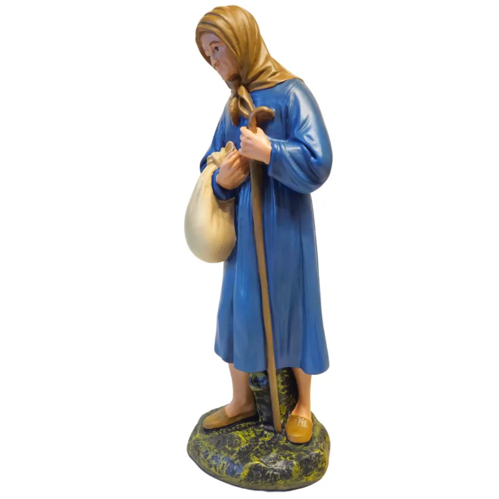 Vecchia con sacco e bastone serie 40 cm
