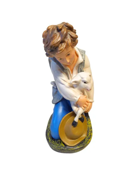 Bambino inginocchiato con agnellino serie 60 cm