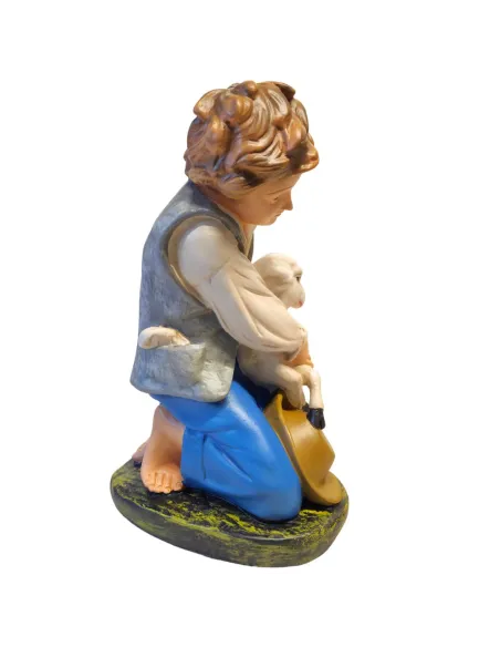 Bambino inginocchiato con agnellino serie 60 cm