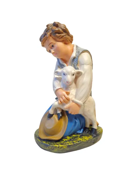 Bambino inginocchiato con agnellino serie 60 cm