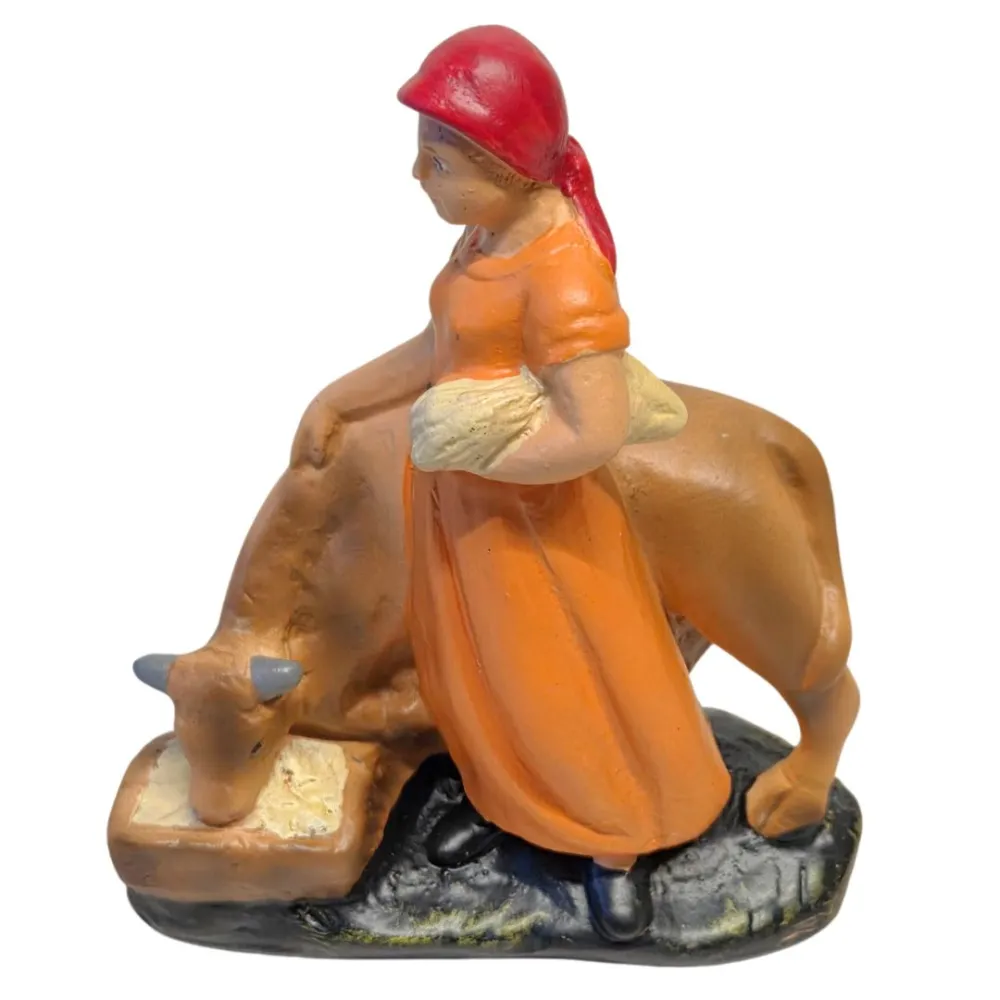 Villager with Cow, 10 cm Nativity Figure