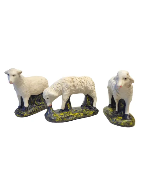 Set of 3 Sheep in Plaster, 40 cm Nativity Figures