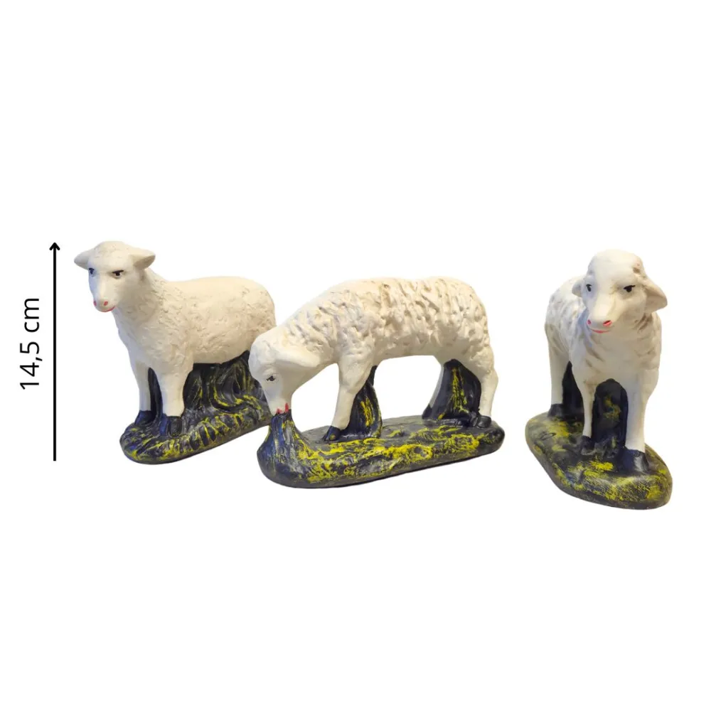 Set of 3 Sheep in Plaster, 40 cm Nativity Figures