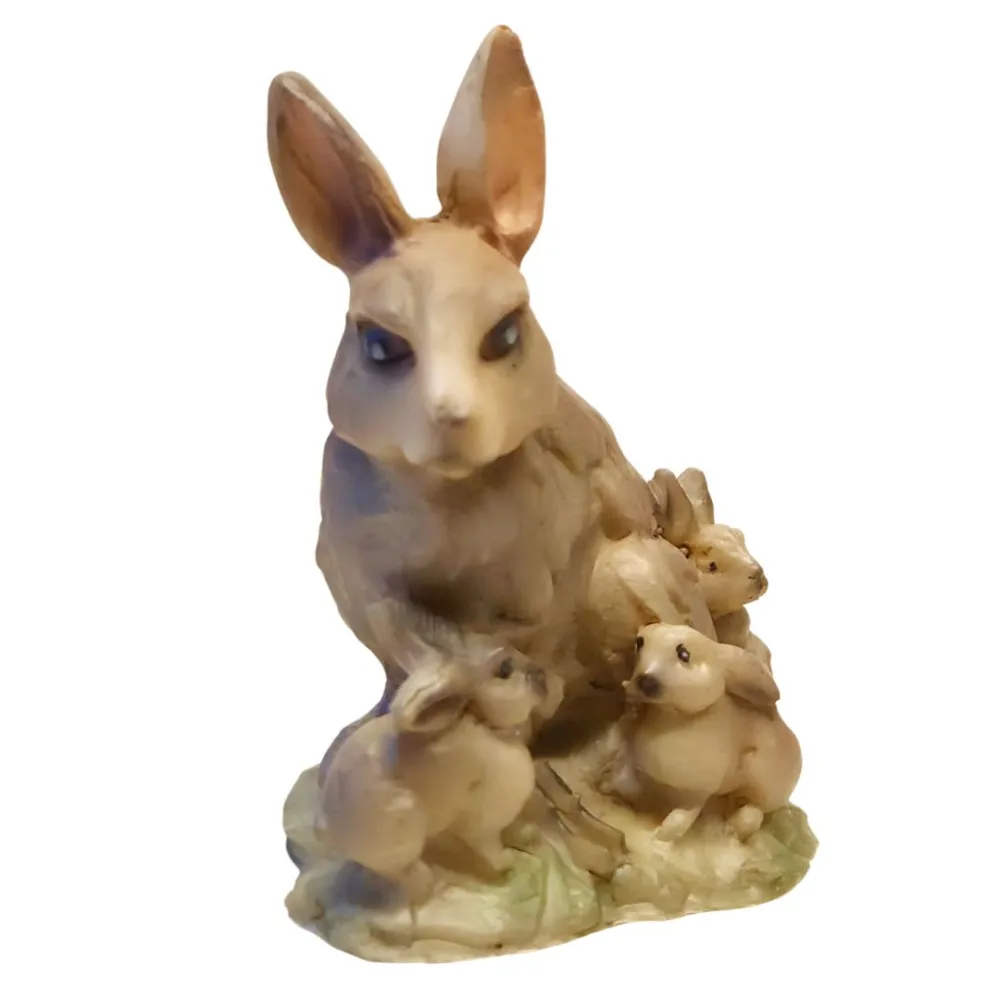 Rabbit with Kits in Resin for 30 cm Nativity Figure