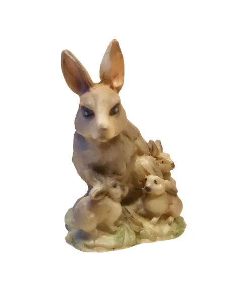 Coniglio con cuccioli in resina per statue da 30 cm