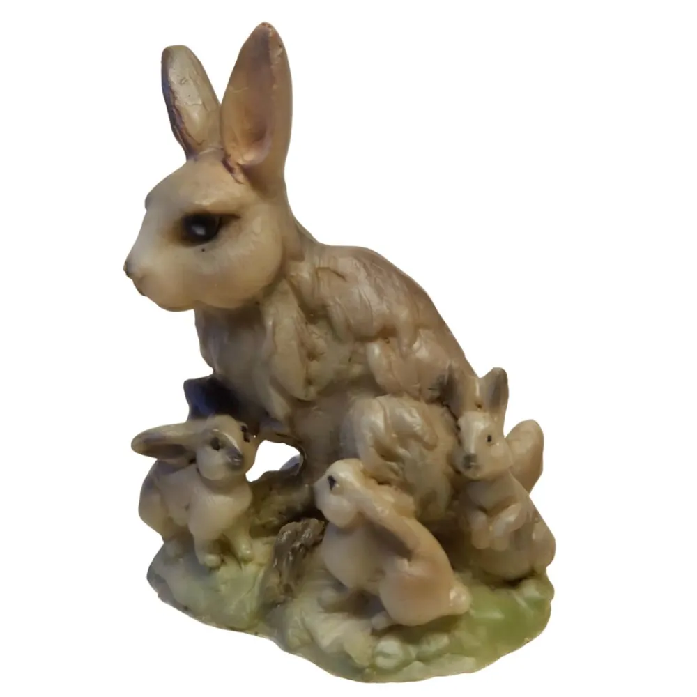 Rabbit with Kits in Resin for 30 cm Nativity Figure