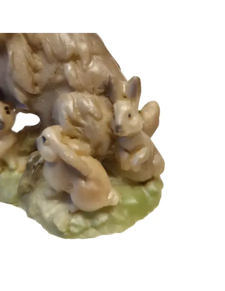 Rabbit with Kits in Resin for 30 cm Nativity Figure