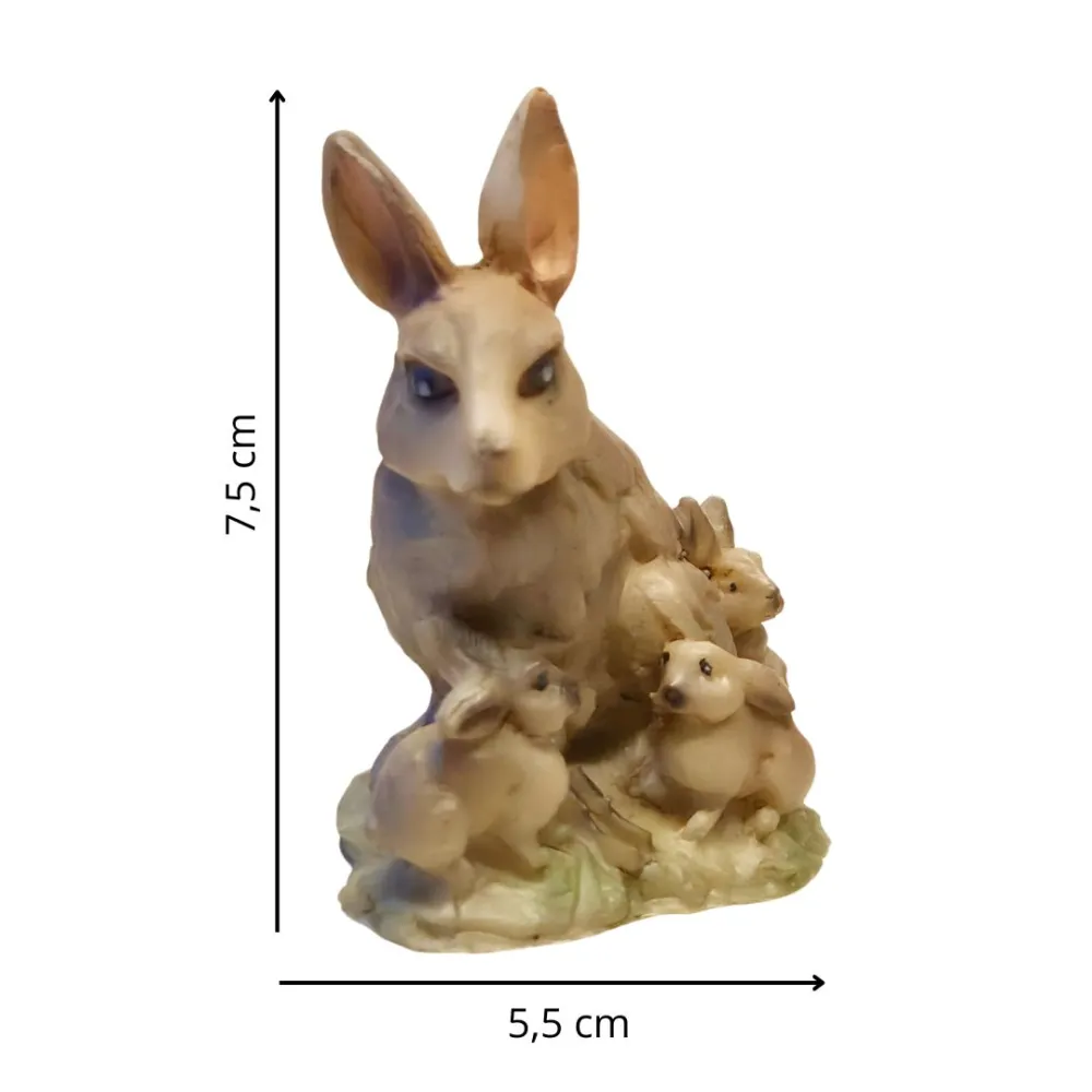Rabbit with Kits in Resin for 30 cm Nativity Figure