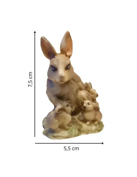Rabbit with Kits in Resin for 30 cm Nativity Figure