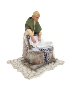 Animated Traditional Washerwoman with Washtub - 30 cm