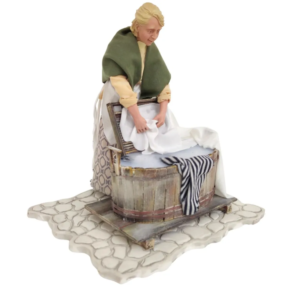 Animated Traditional Washerwoman with Washtub - 30 cm