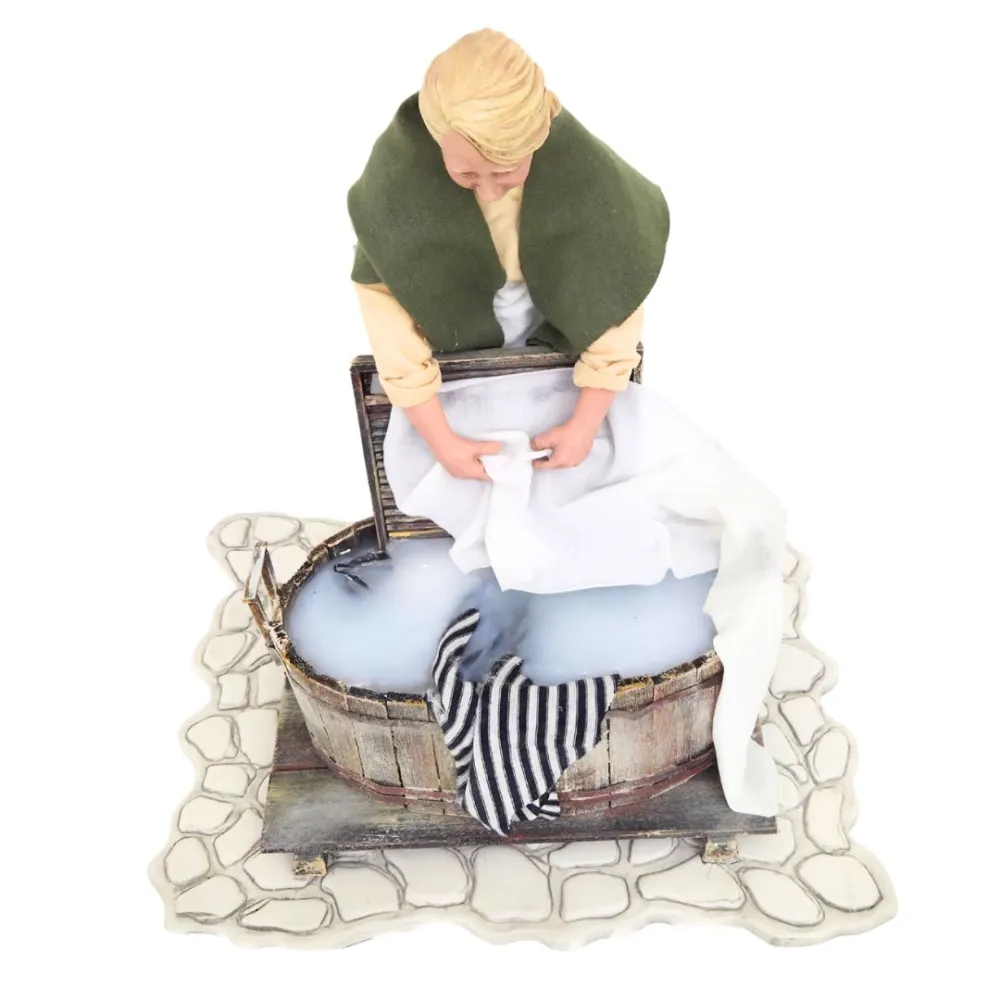 Animated Traditional Washerwoman with Washtub - 30 cm