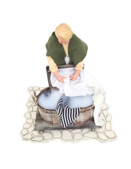Animated Traditional Washerwoman with Washtub - 30 cm