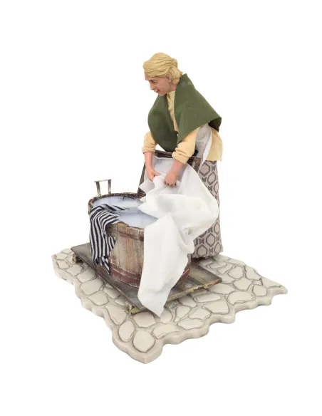 Animated Traditional Washerwoman with Washtub - 30 cm