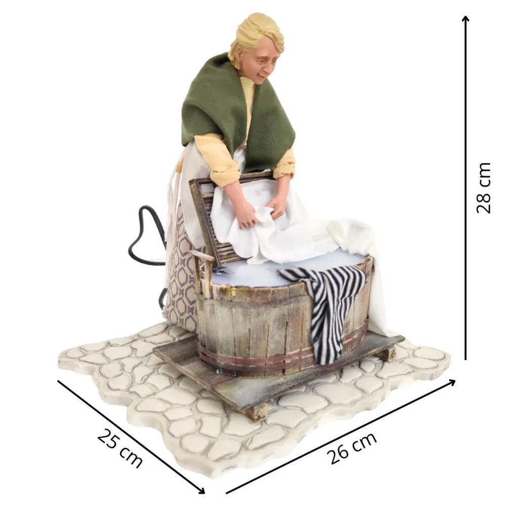 Animated Traditional Washerwoman with Washtub - 30 cm