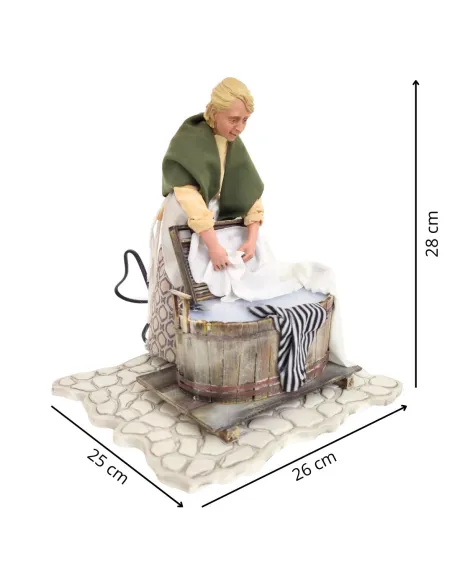 Animated Traditional Washerwoman with Washtub - 30 cm