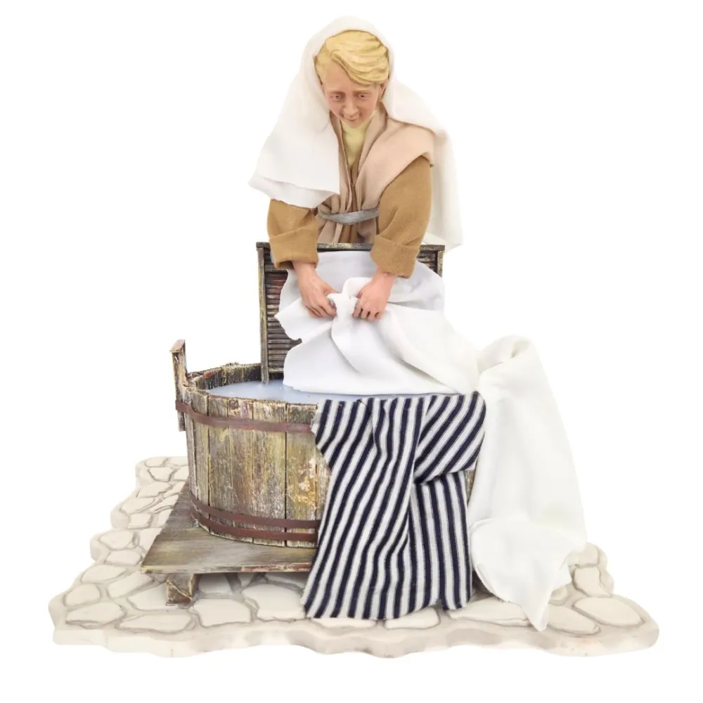 Animated Palestinian Washerwoman with Washtub - 30 cm