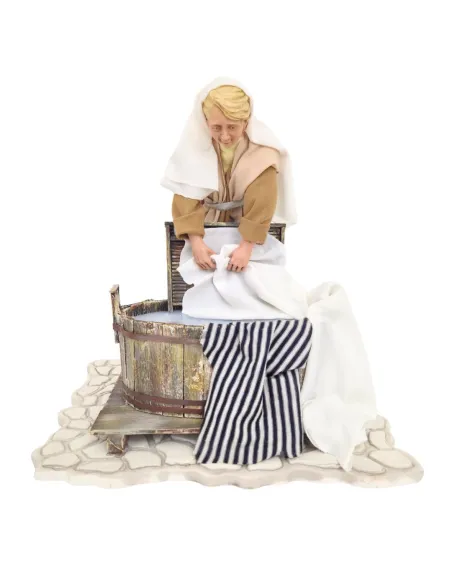 Animated Palestinian Washerwoman with Washtub - 30 cm