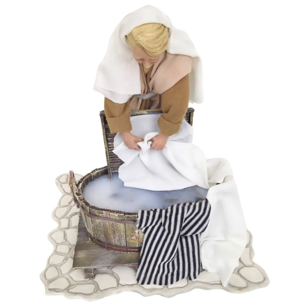 Animated Palestinian Washerwoman with Washtub - 30 cm