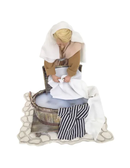 Animated Palestinian Washerwoman with Washtub - 30 cm