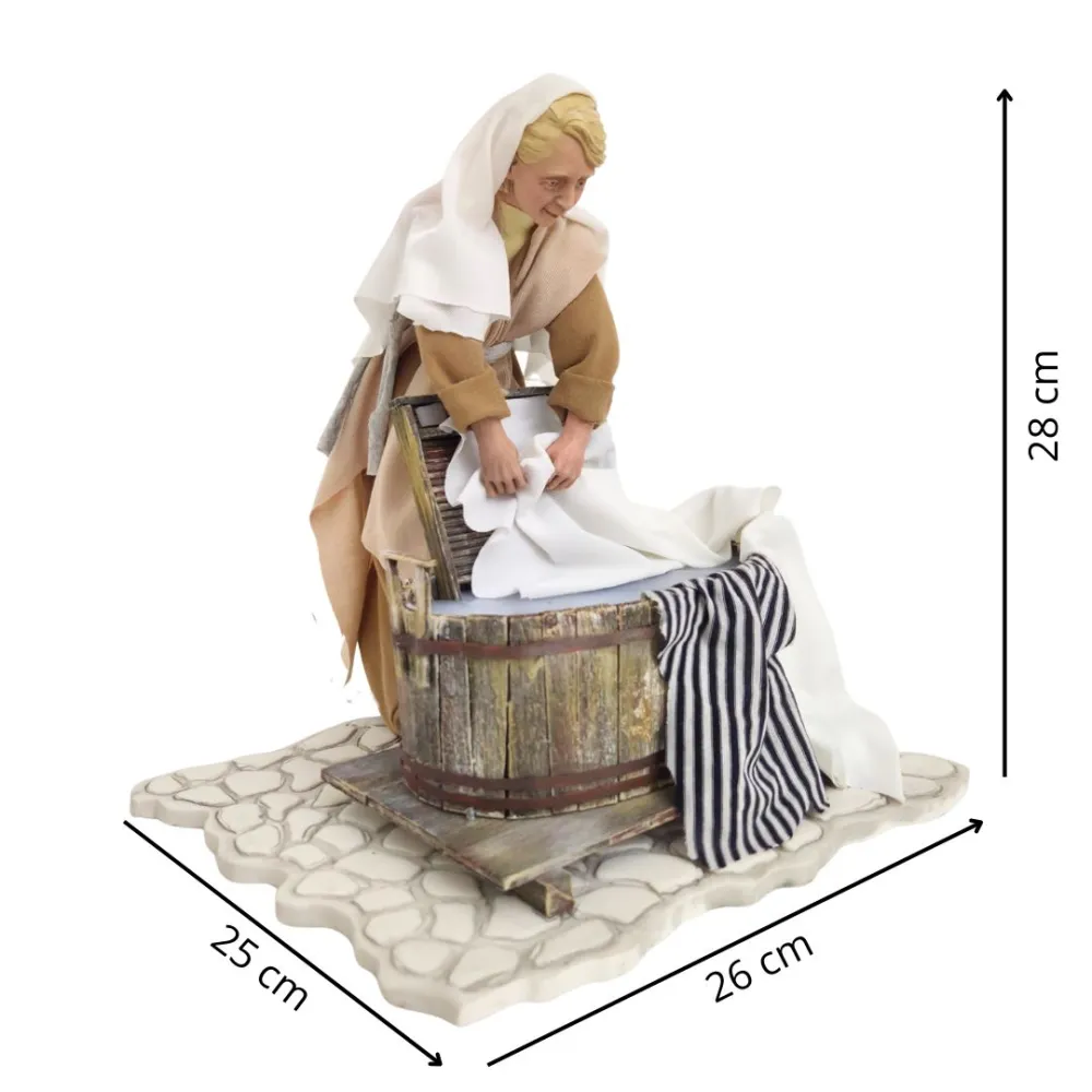 Animated Palestinian Washerwoman with Washtub - 30 cm