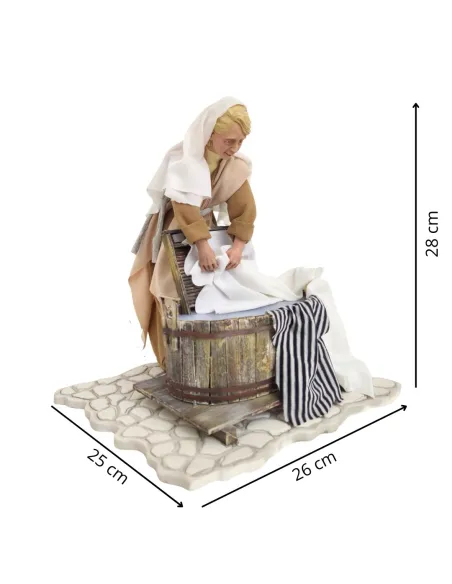 Animated Palestinian Washerwoman with Washtub - 30 cm
