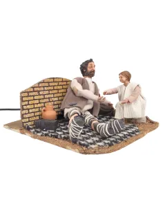 Animated Traditional Beggar with Child - 30 cm