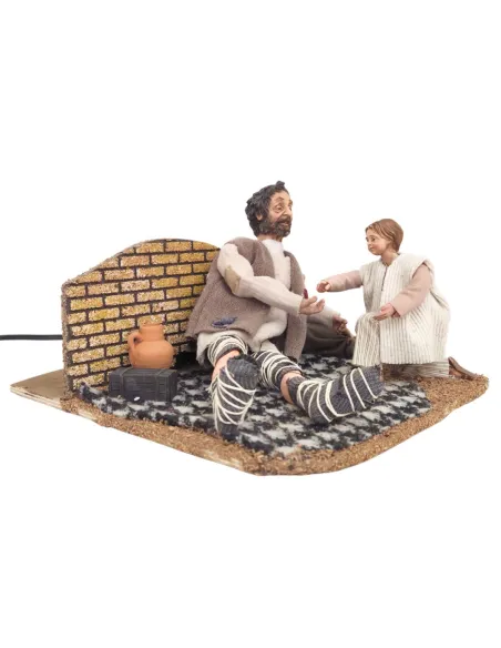 Animated Traditional Beggar with Child - 30 cm