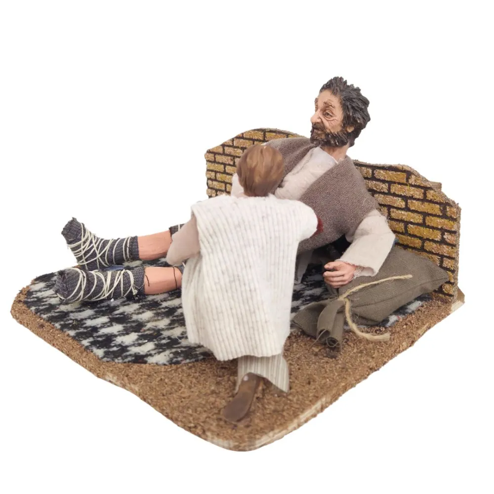 Animated Traditional Beggar with Child - 30 cm