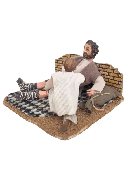 Animated Traditional Beggar with Child - 30 cm
