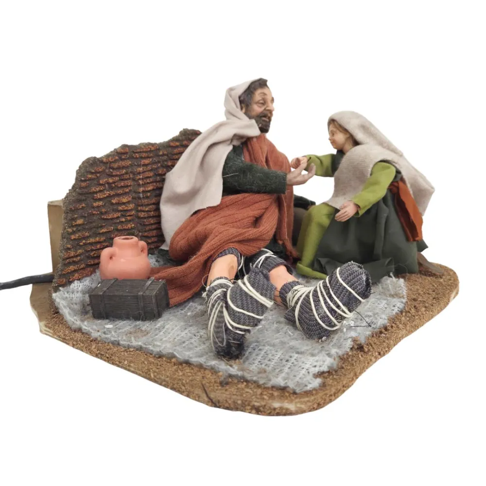 Animated Palestinian Beggar with Child - 30 cm