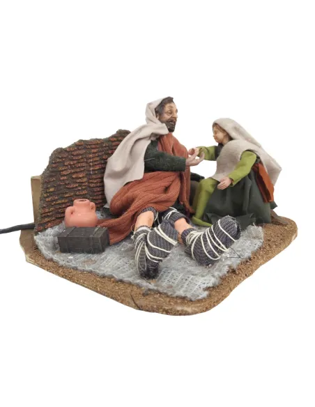 Animated Palestinian Beggar with Child - 30 cm