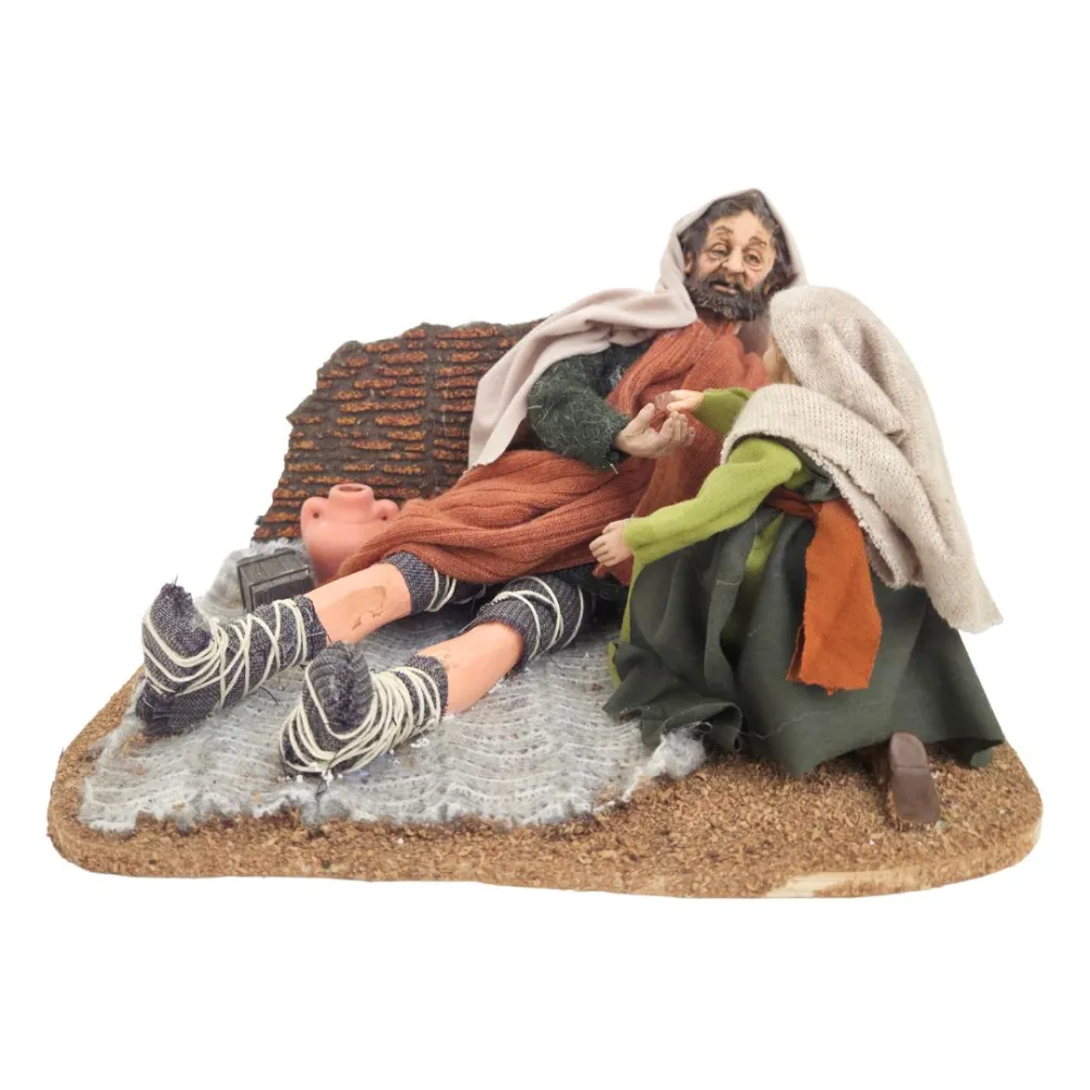 Animated Palestinian Beggar with Child - 30 cm