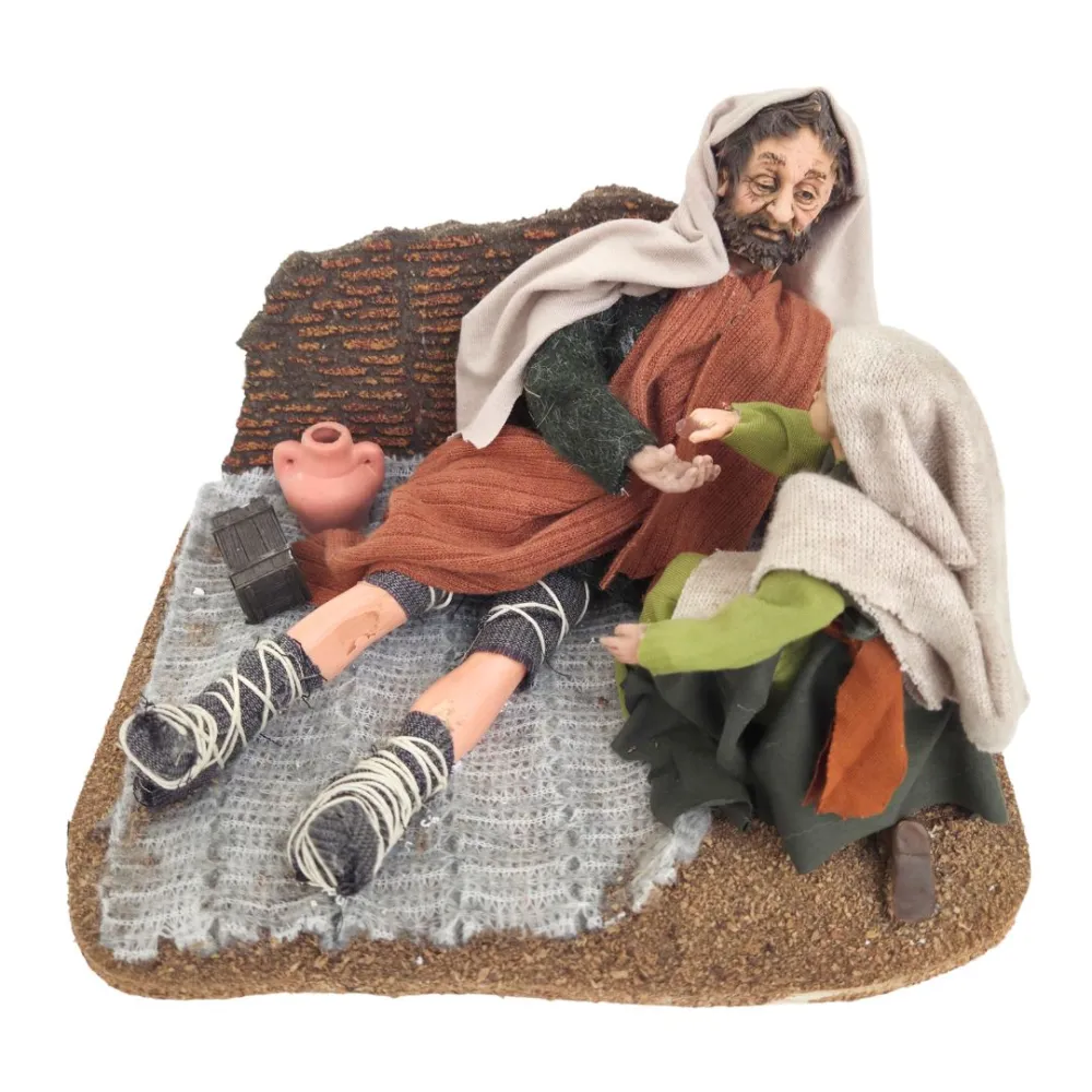 Animated Palestinian Beggar with Child - 30 cm
