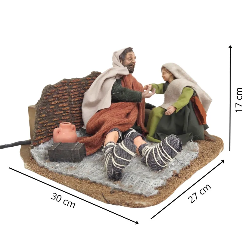 Animated Palestinian Beggar with Child - 30 cm