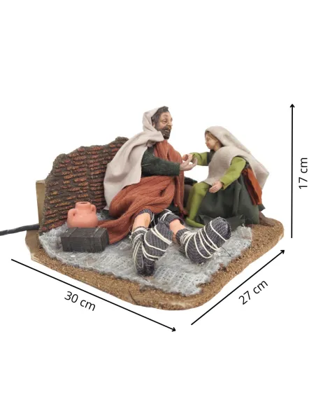 Animated Palestinian Beggar with Child - 30 cm