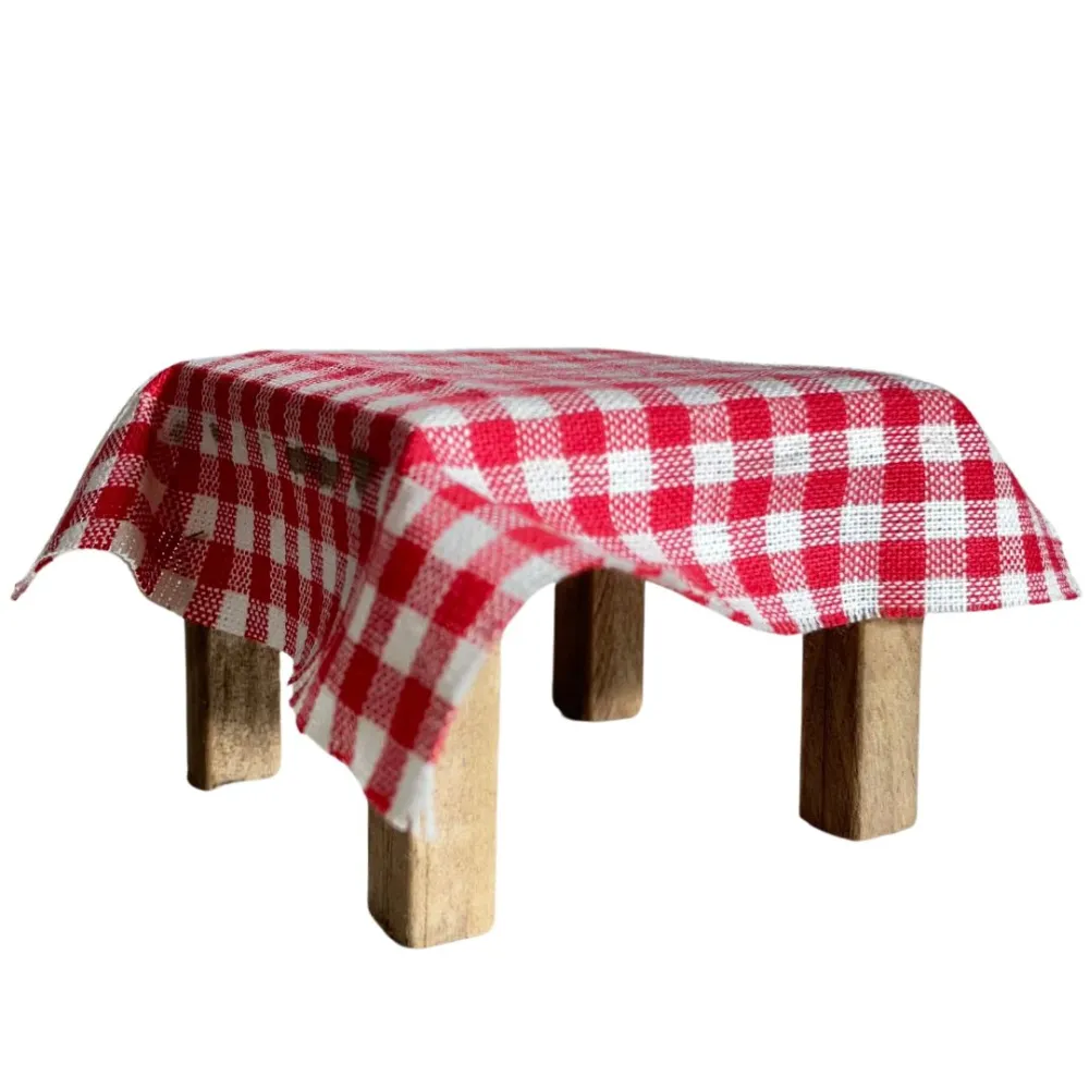 Wooden Table with Tablecloth for 8–10 cm Nativity Figures