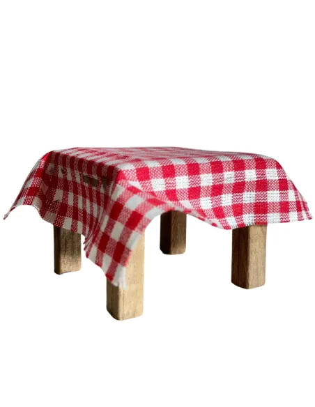 Wooden Table with Tablecloth for 8–10 cm Nativity Figures
