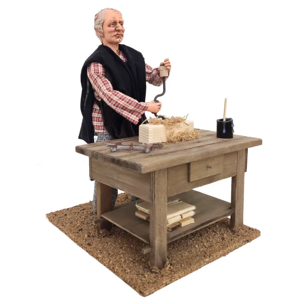 Animated Traditional Carpenter with Brace and Bit - 30 cm
