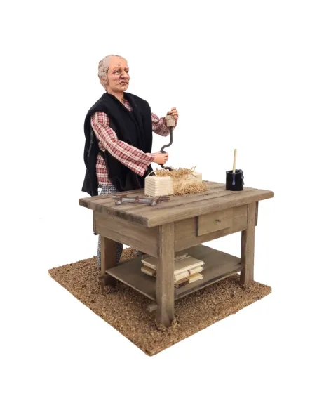Animated Traditional Carpenter with Brace and Bit - 30 cm