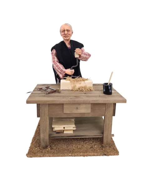 Animated Traditional Carpenter with Brace and Bit - 30 cm
