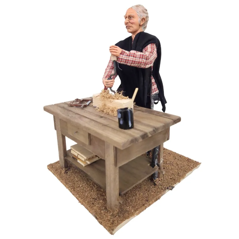 Animated Traditional Carpenter with Brace and Bit - 30 cm