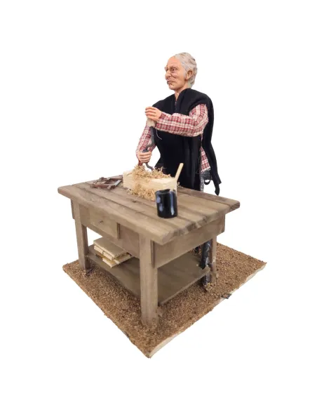 Animated Traditional Carpenter with Brace and Bit - 30 cm