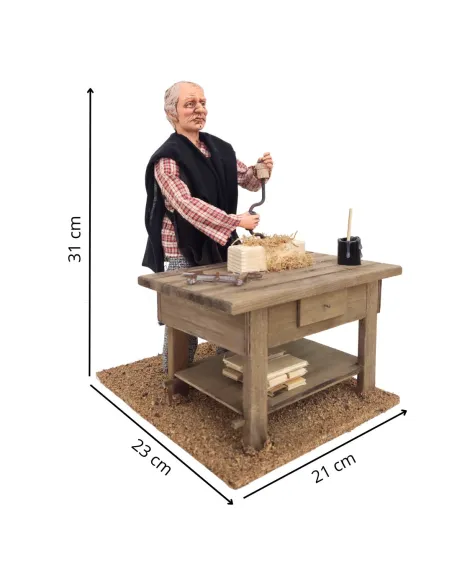 Animated Traditional Carpenter with Brace and Bit - 30 cm