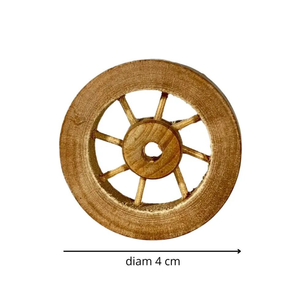 4 cm Diameter Wooden Cart Wheel for 8–10 cm Nativity Figures