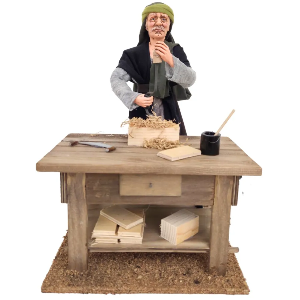 Animated Palestinian Carpenter with Brace and Bit - 30 cm